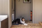 There is a large doggy door for our furry friends to roam in and out of the home freely, you can also block the door off. 